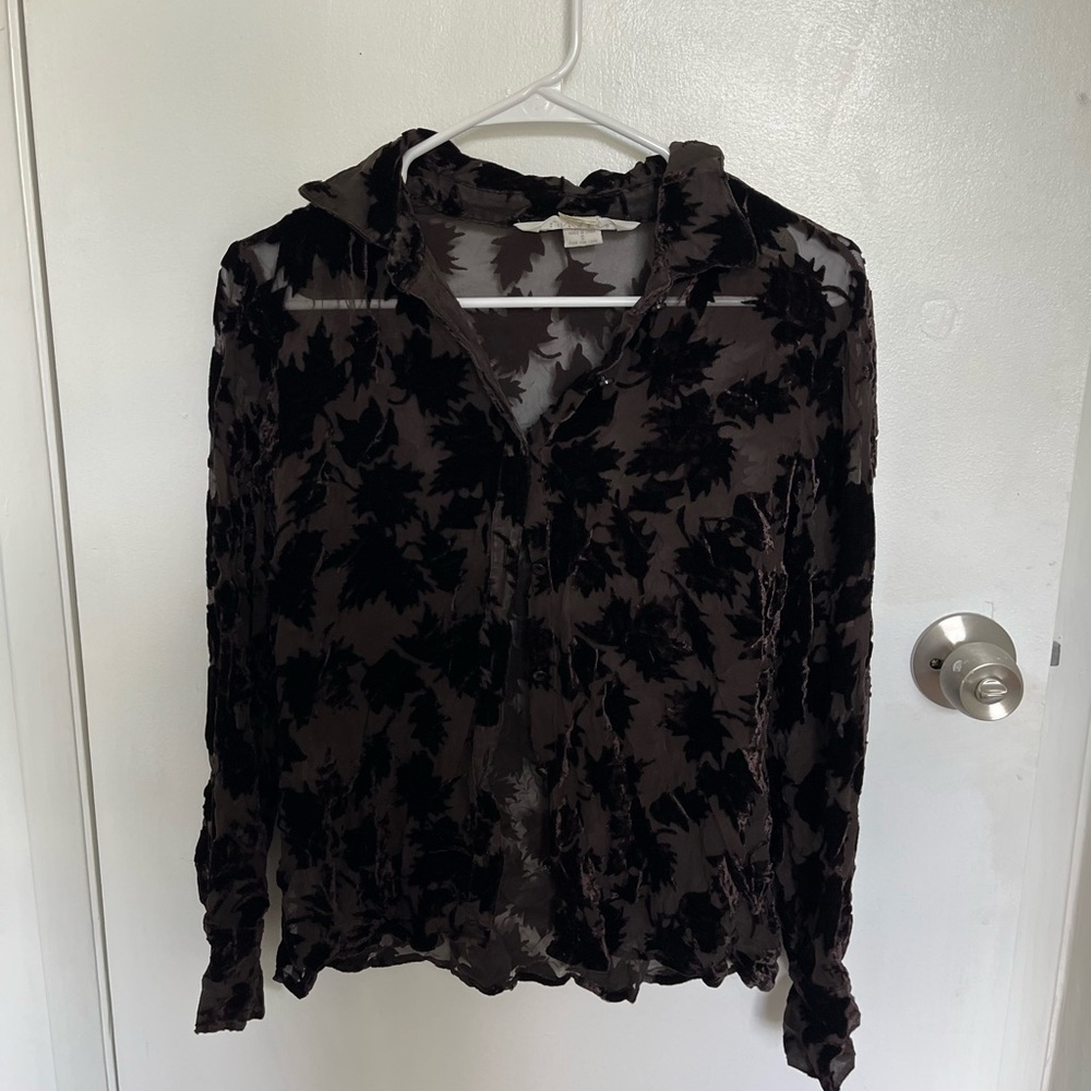 Sheer velvet 90s blouse